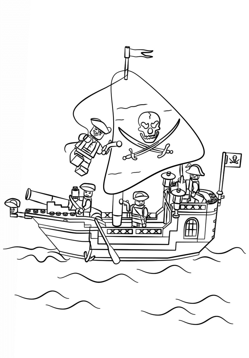 Pagina da colorare di Lego Pirate Ship