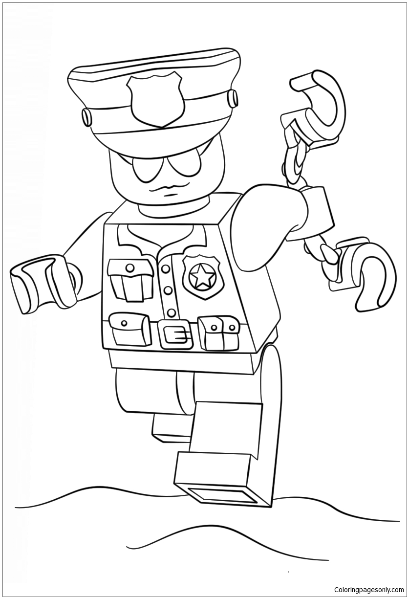 lego police officer city coloring page - free coloring