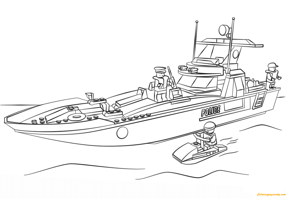 Lego Police Patrol Boat Coloring Page
