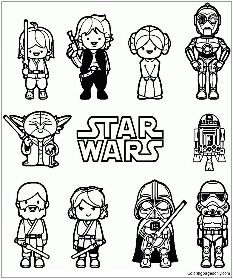 Personagens de Lego Star Wars para colorir