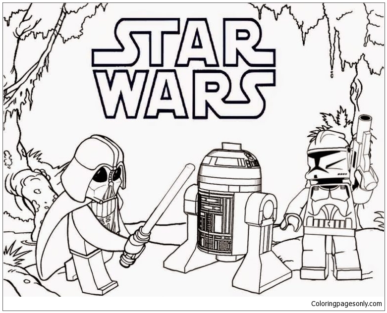 Lego Star Wars – Darth Vader and R2 Coloring Pages