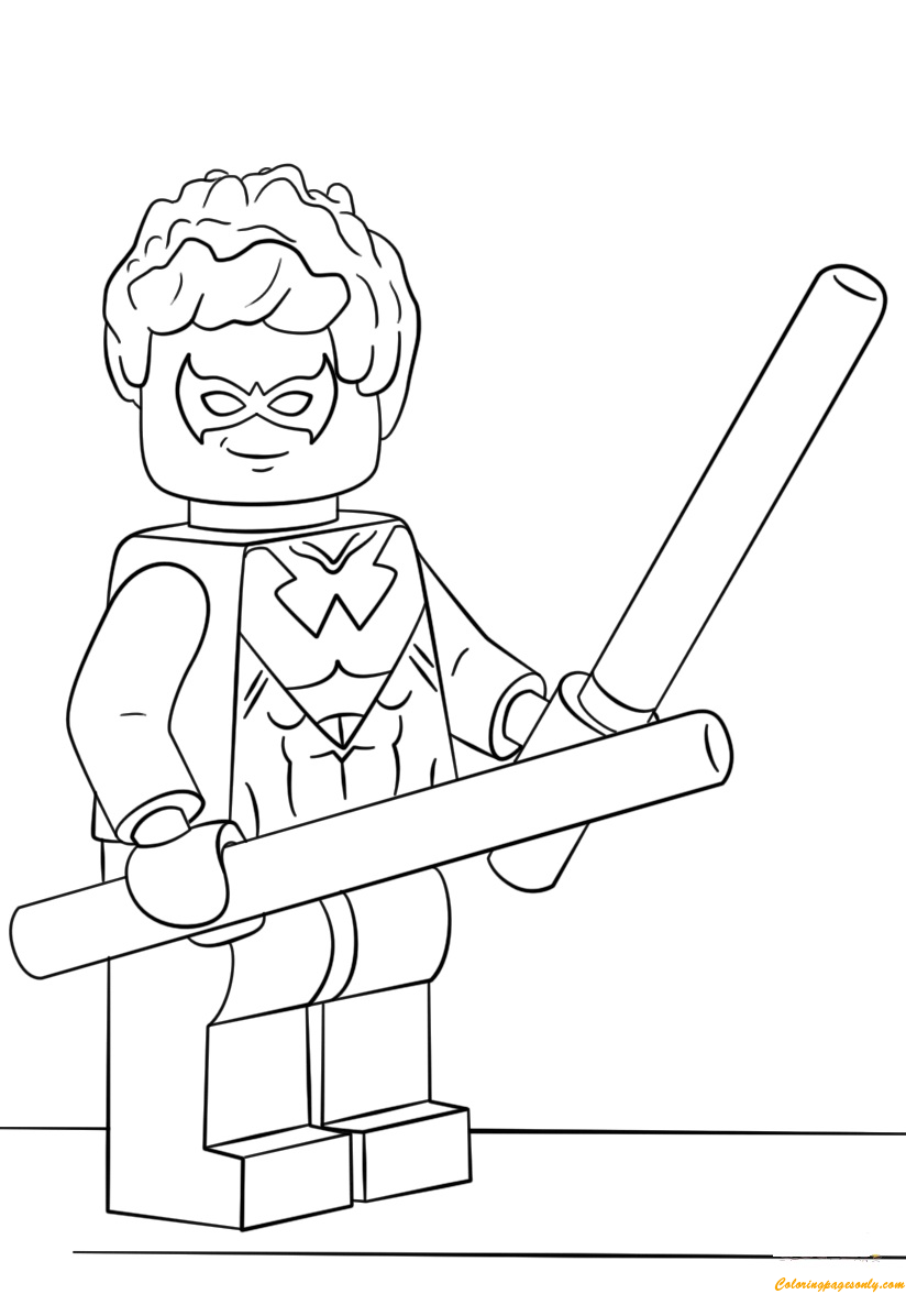 Lego Super Heroes Nightwing Coloring Pages - Lego Coloring Pages