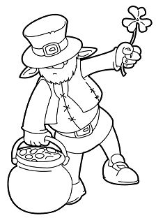 Leprechaun And Pot O Gold Cauldron Coloring Pages