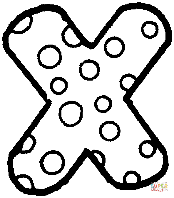حرف X مع نقطة البولكا من حرف X