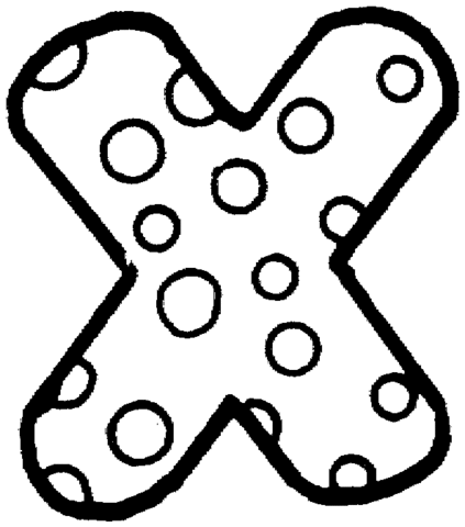 Letter  X with Polka Dot Coloring Pages
