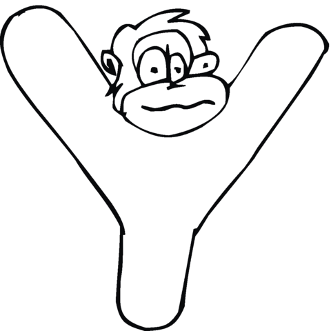 Letter  Y with monkey Coloring Pages