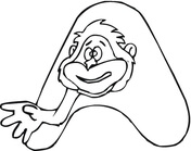 Letter A with Monkey Coloring Pages