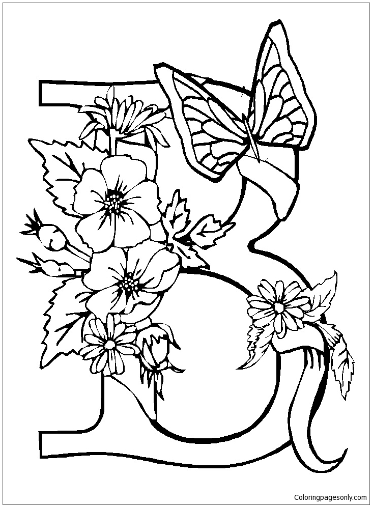 Letter B is for butterfly Coloring Pages - Alphabet Coloring Pages