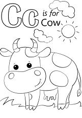 Letter C is for Cow Coloring Page
