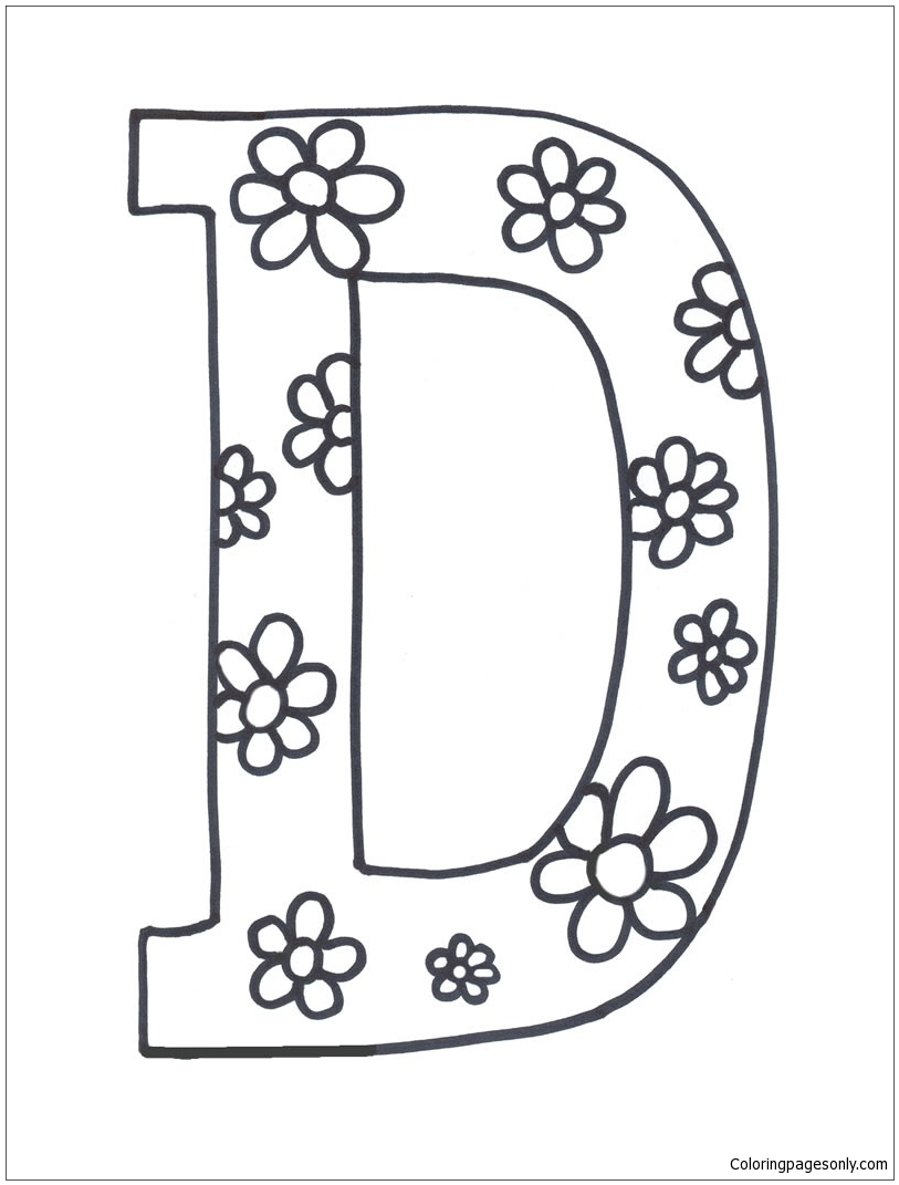 字母 D 图像 1 着色页