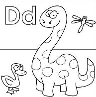 Buchstabe D Dinosaurier-Malseite