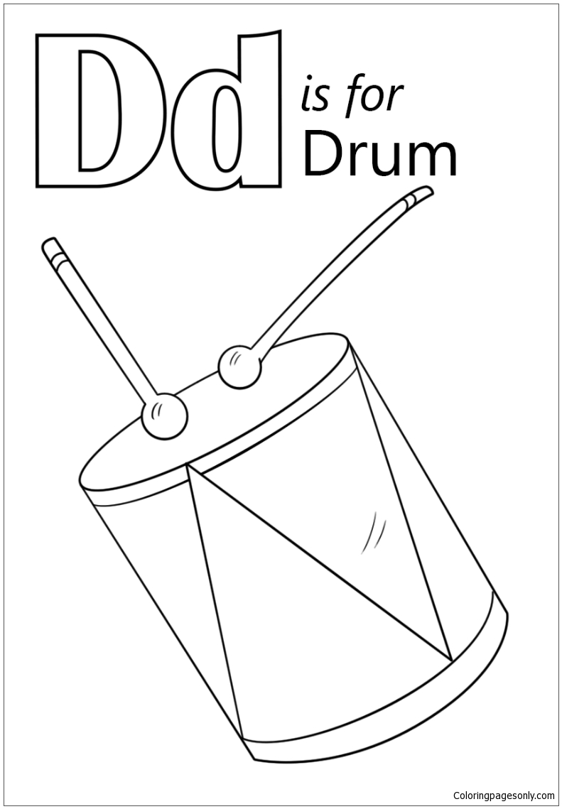 Letter D Is For Drum Coloring Page Free Coloring Pages Online