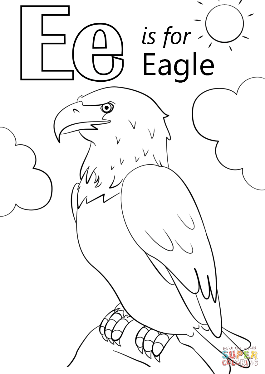 Letter E is for Eagle Coloring Pages