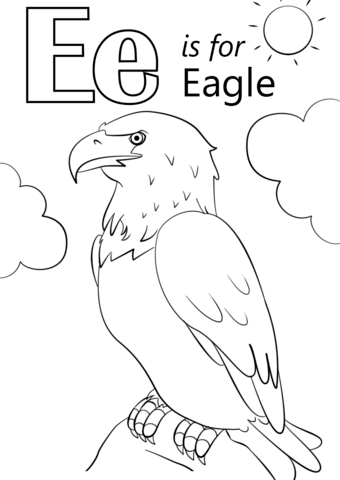 Letter E is for Eagle Coloring Page