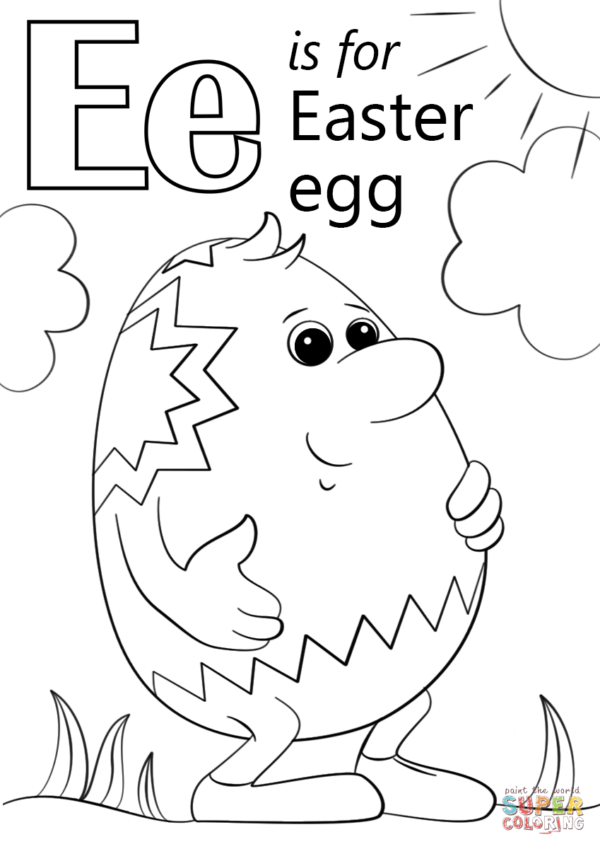 Letter E is for Easter Egg Coloring Page
