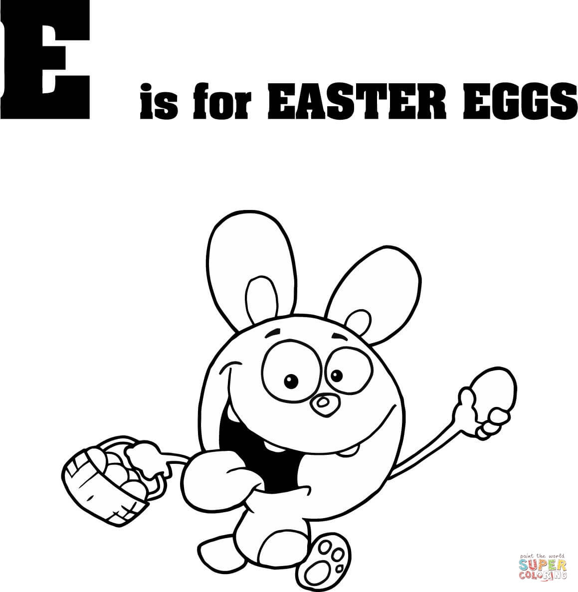 Letter E is for Easter Eggs Coloring Pages