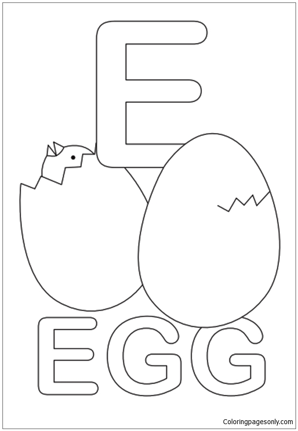 Letter E is voor ei kleurplaat