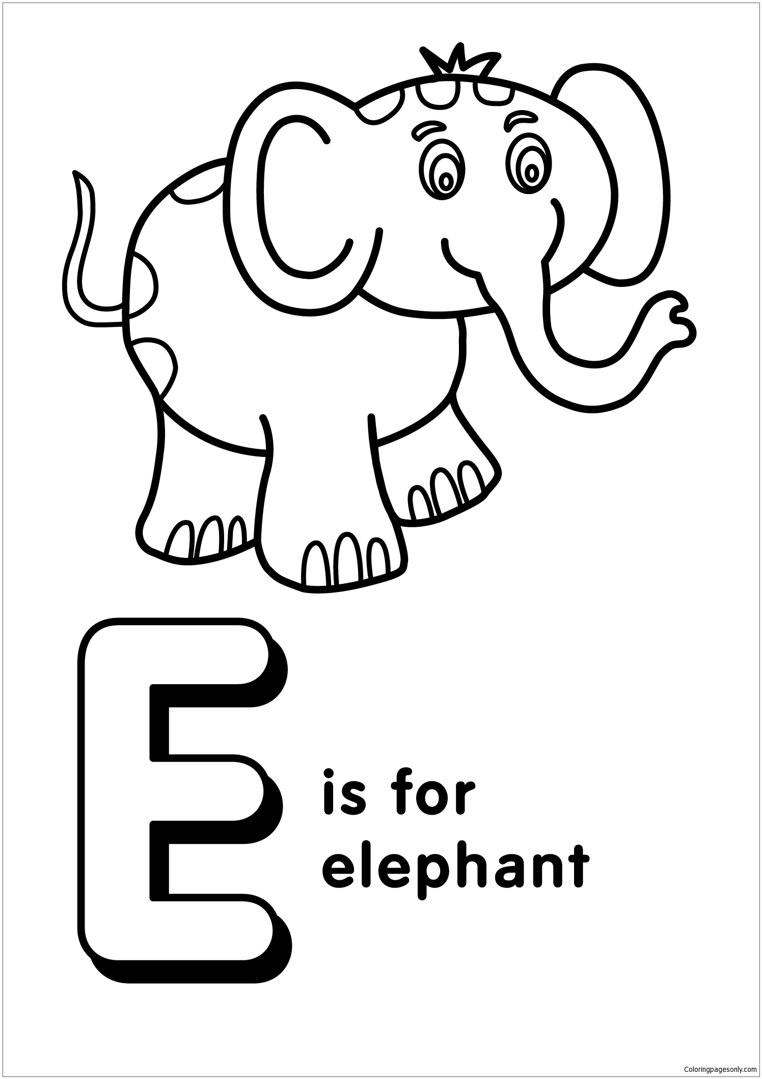 字母 E 代表字母 E 中的大象 2