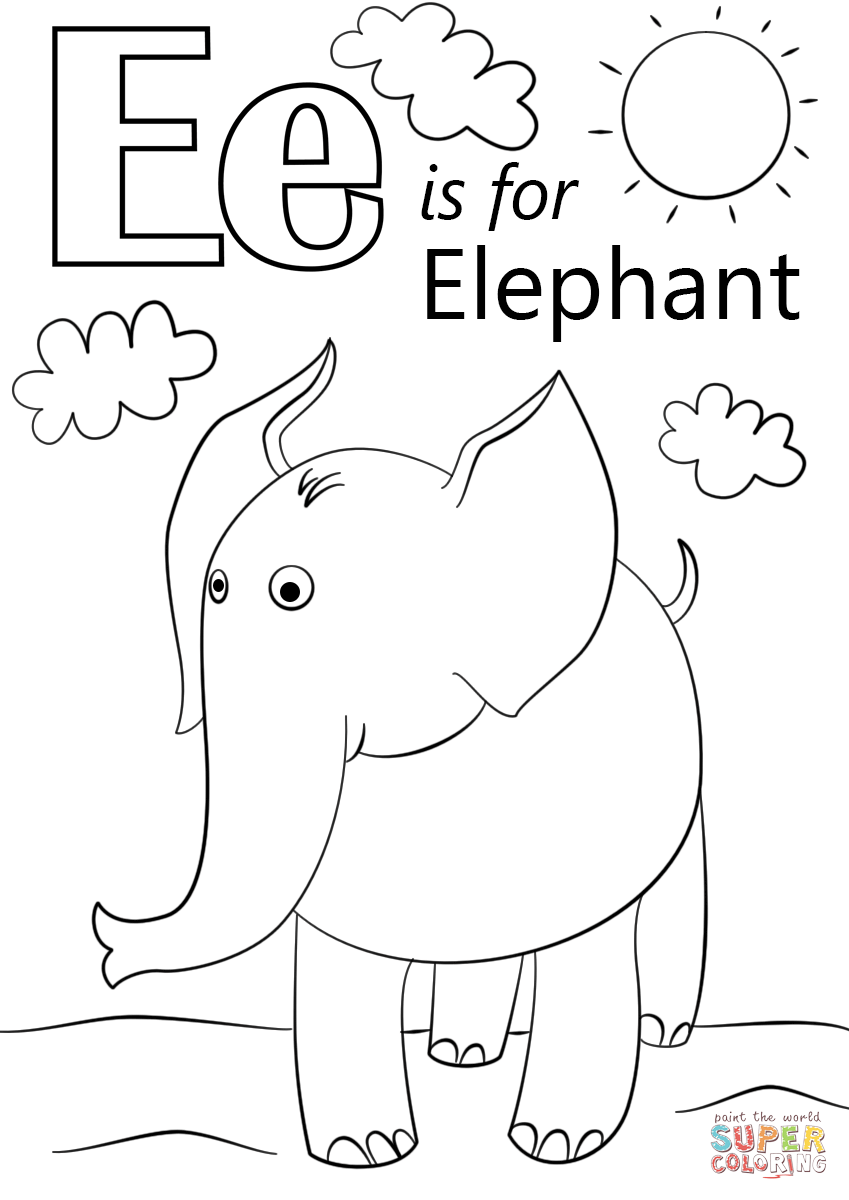 字母 E 代表字母 E 中的大象