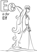 Letter E is for Elf Coloring Pages