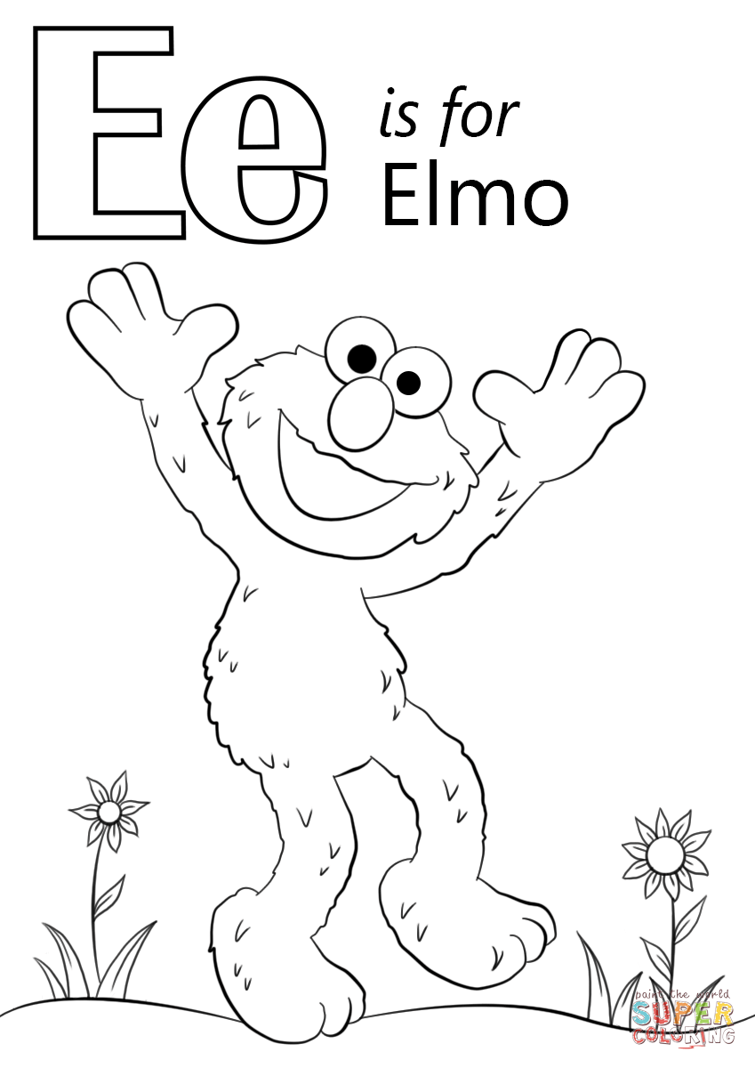 Letter E is for Elmo Coloring Page