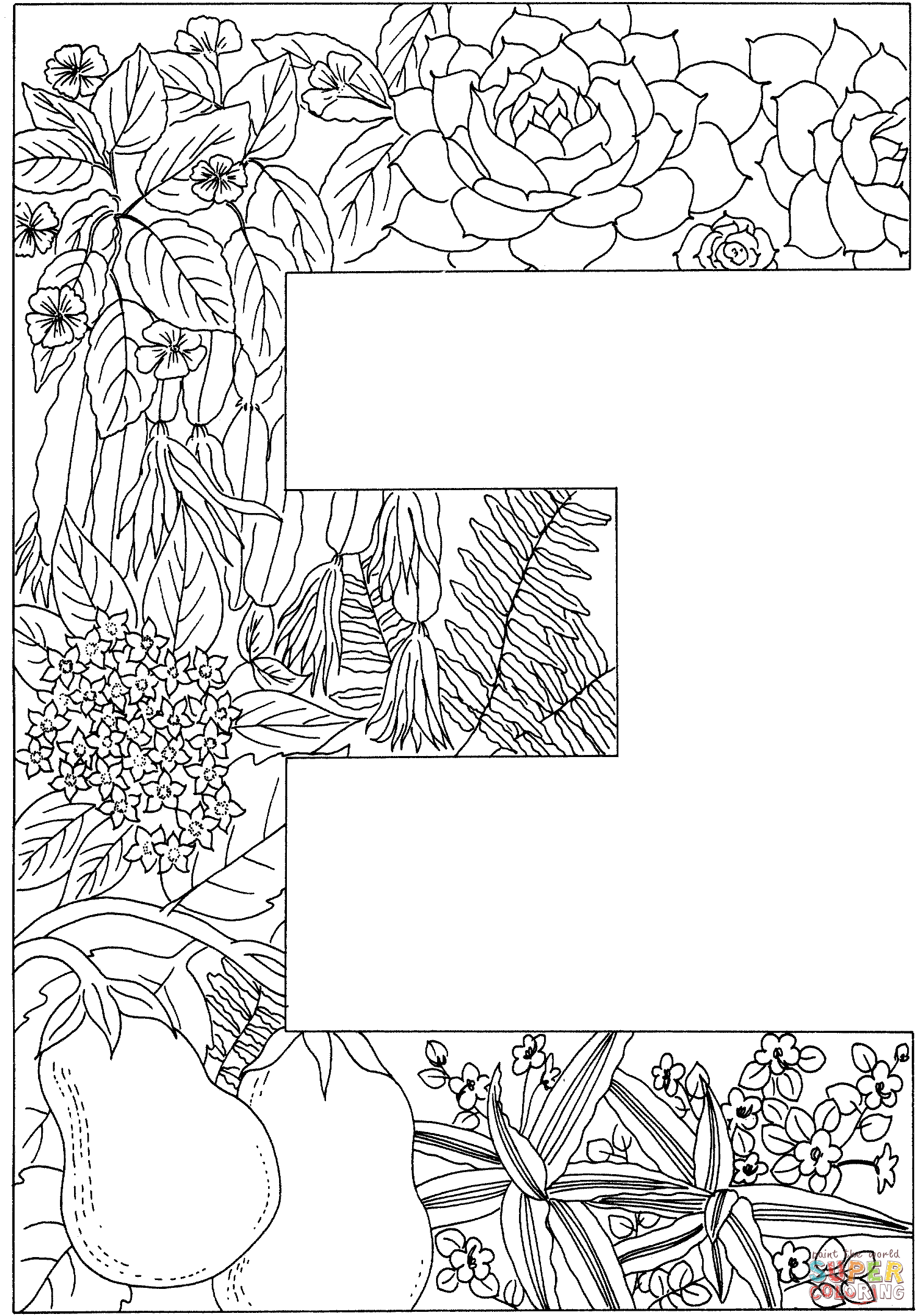 字母 E 与字母 E 中的植物