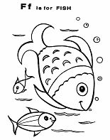 Letter F Is for Fish Coloring Page