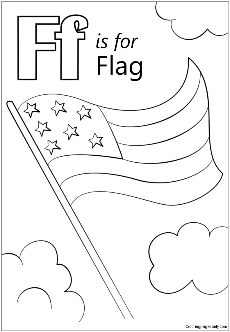 Download Letter F is for Flag Coloring Page - Free Coloring Pages Online