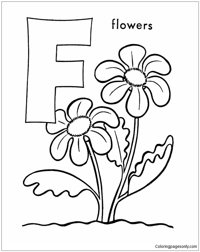 Letter F Is For Flower Coloring Pages Free Printable Coloring Pages