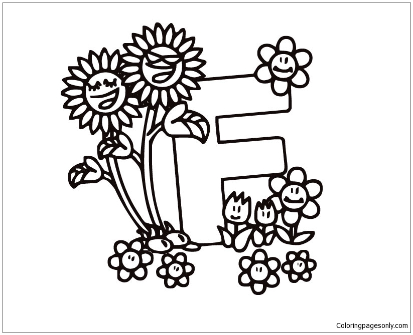Buchstabe F steht für Blume 1 aus Buchstabe F