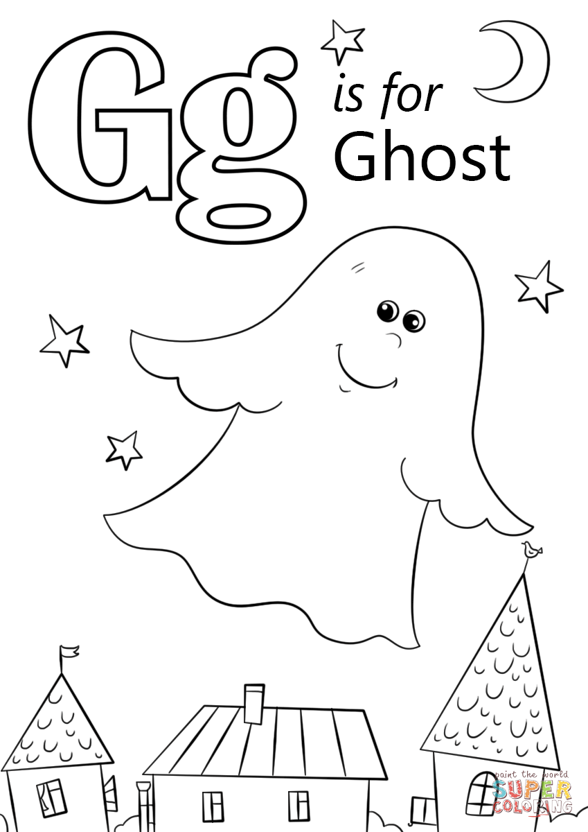 Letter G is for Ghost Coloring Pages   Letter G Coloring Pages ...