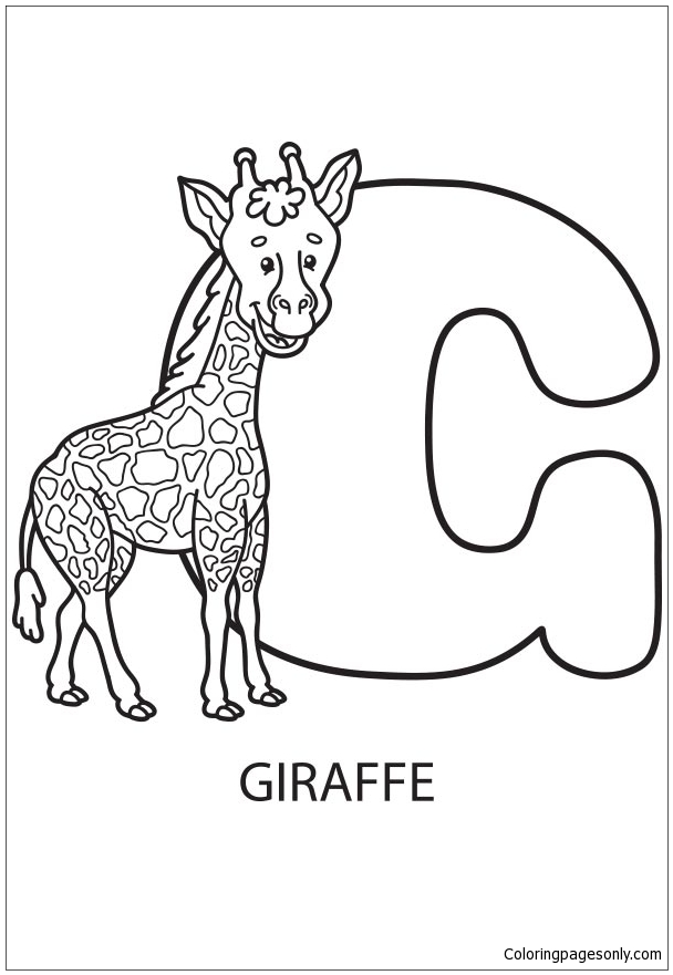 Letter G Is For Giraffe Coloring Page