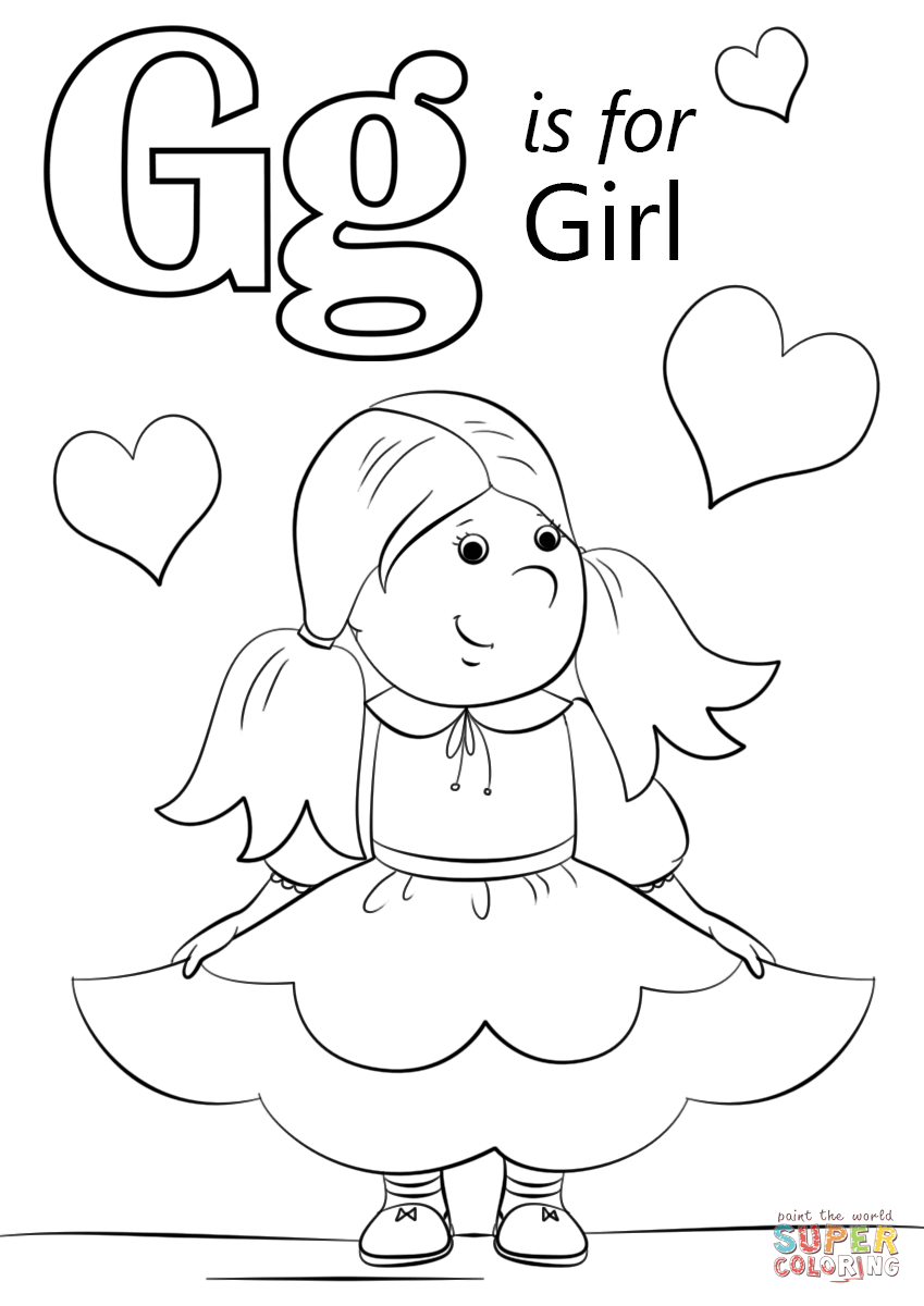 Letter G Is For Girl Coloring Pages Letter G Coloring Pages Coloring Pages For Kids And Adults