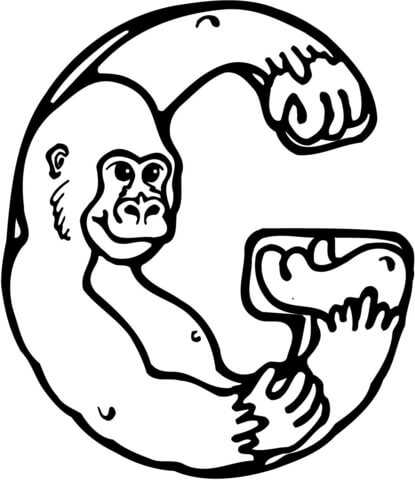Letter G is for Gorilla Coloring Page