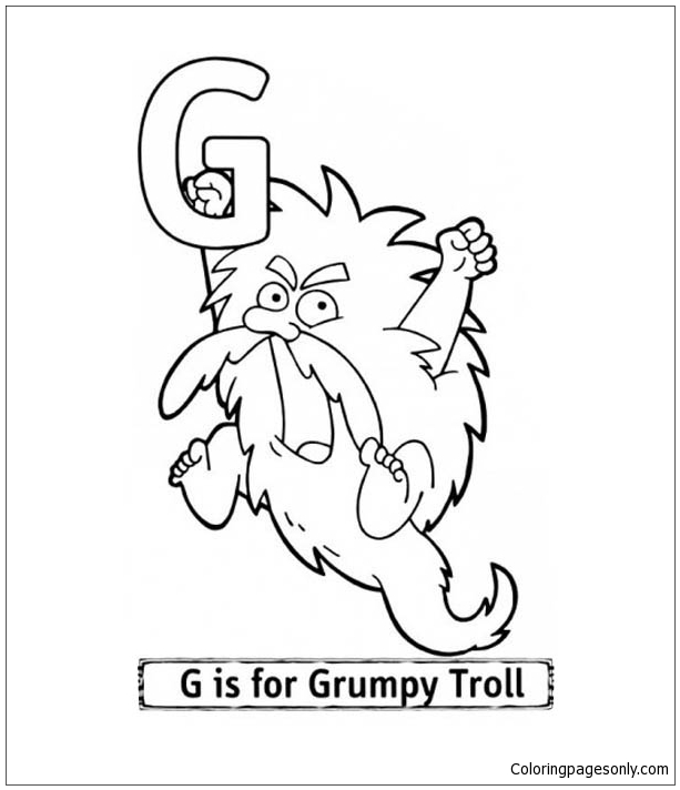 Buchstabe G steht für „Grumpy Troll“ aus Buchstabe G