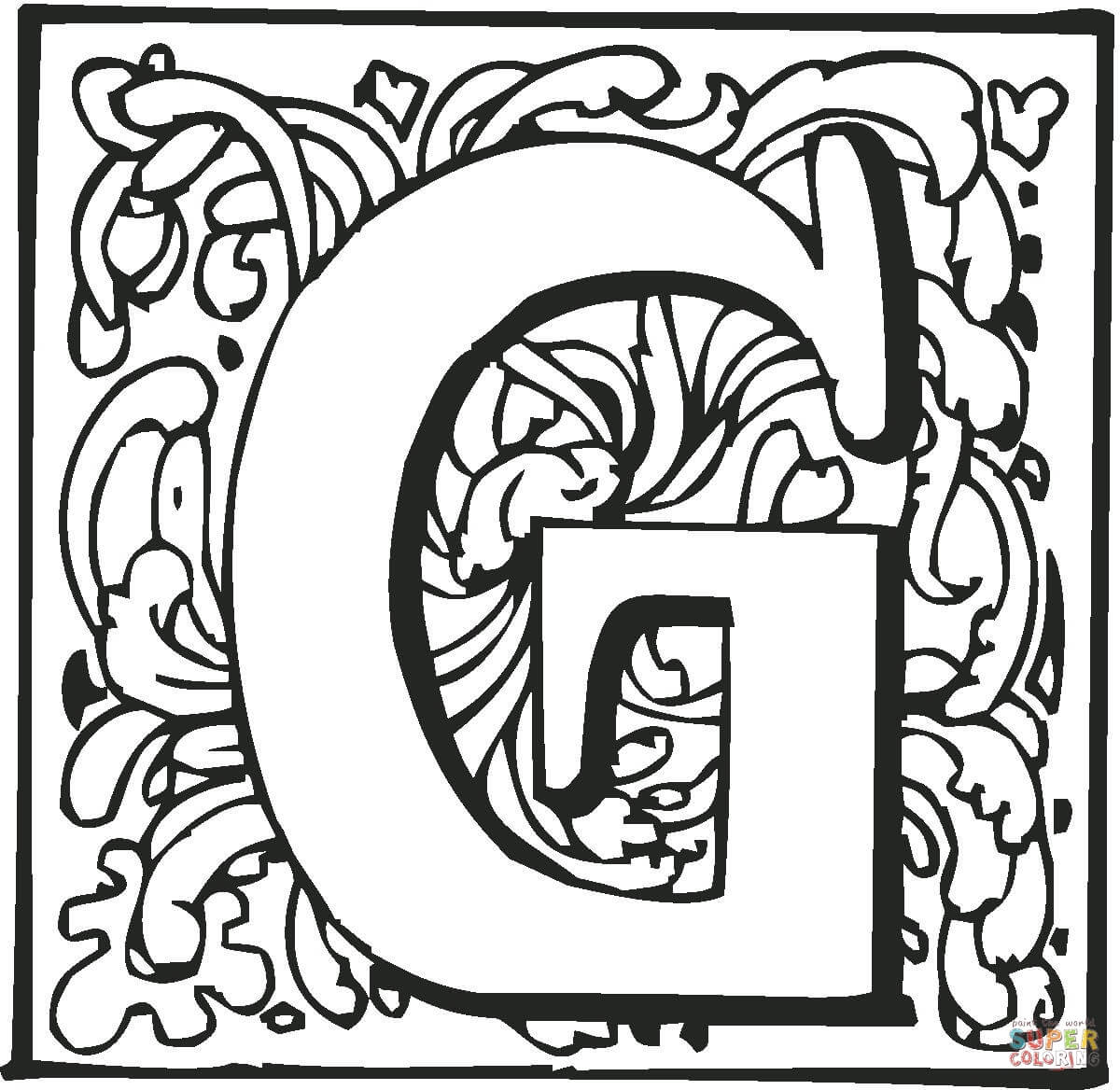 Buchstabe G mit Ornament aus Buchstabe G