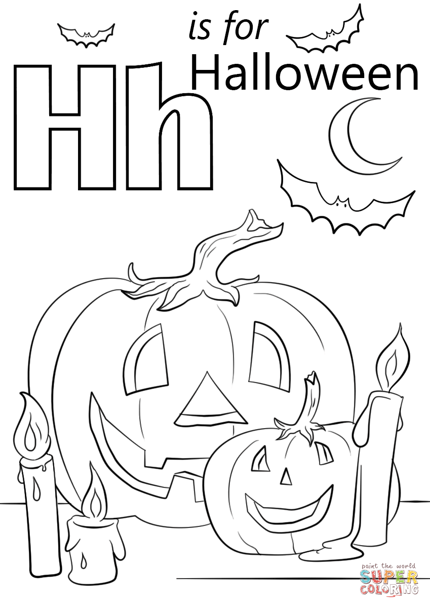 Letter H is for Halloween Coloring Page