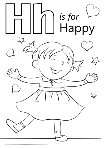Letter H is for Happy Coloring Pages