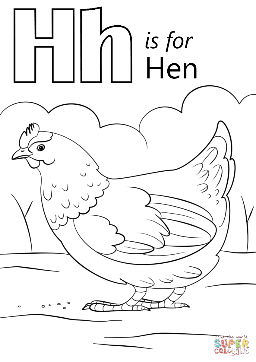 Letter H is for Hen Coloring Pages
