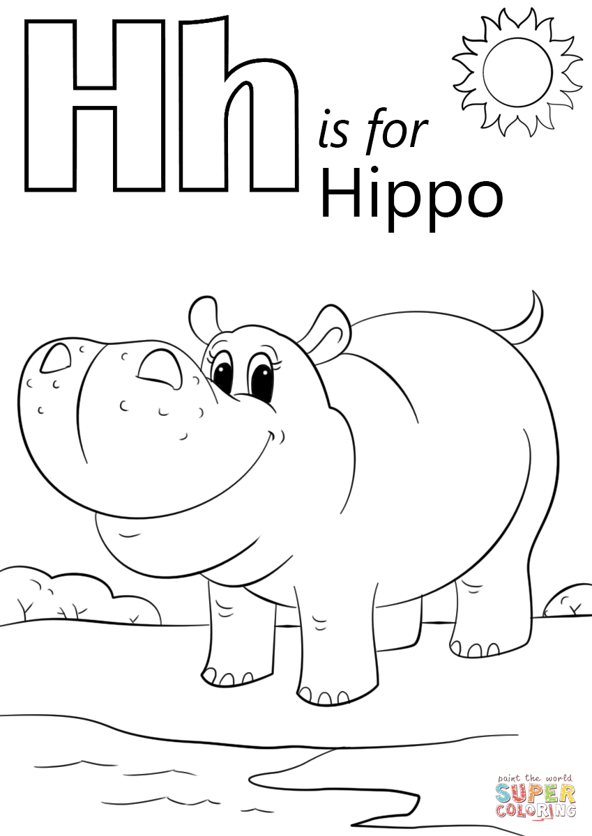 Letter H Is For Hippopotamus Coloring Pages