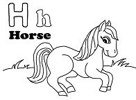 La lettera H è per la pagina da colorare del cavallo