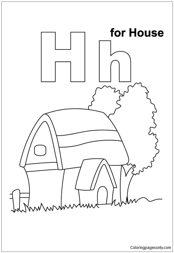 Letter H Is For House Coloring Pages - Alphabet Coloring Pages