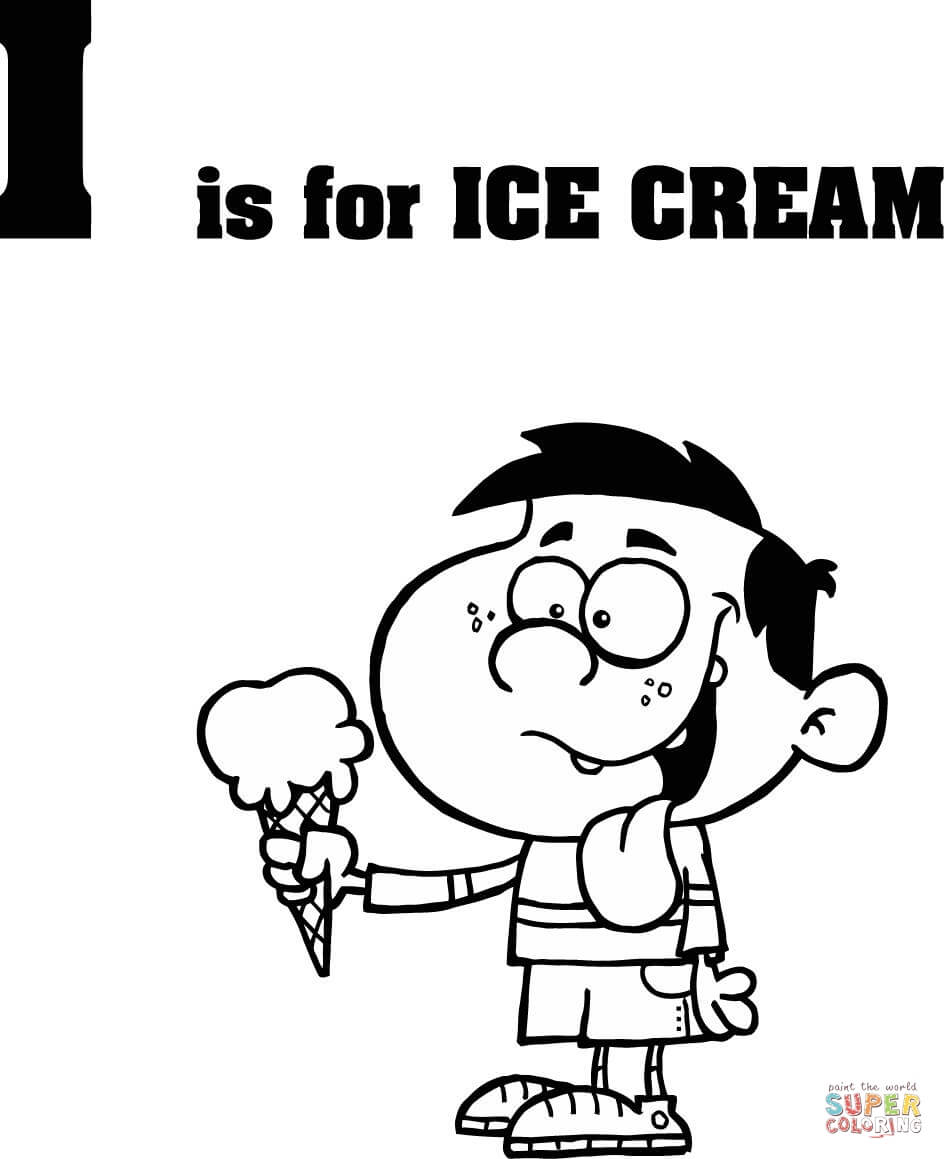 Letter I is for Ice Cream Coloring Pages