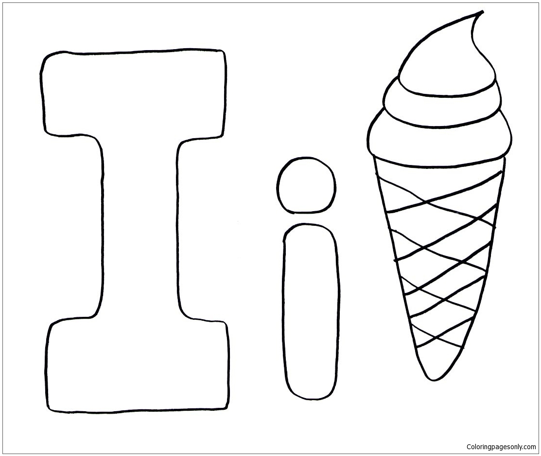 Letter I is for Ice Cream Kleurplaat