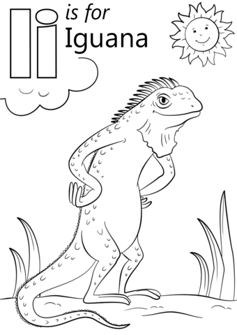 Letter I is for Iguana Coloring Pages