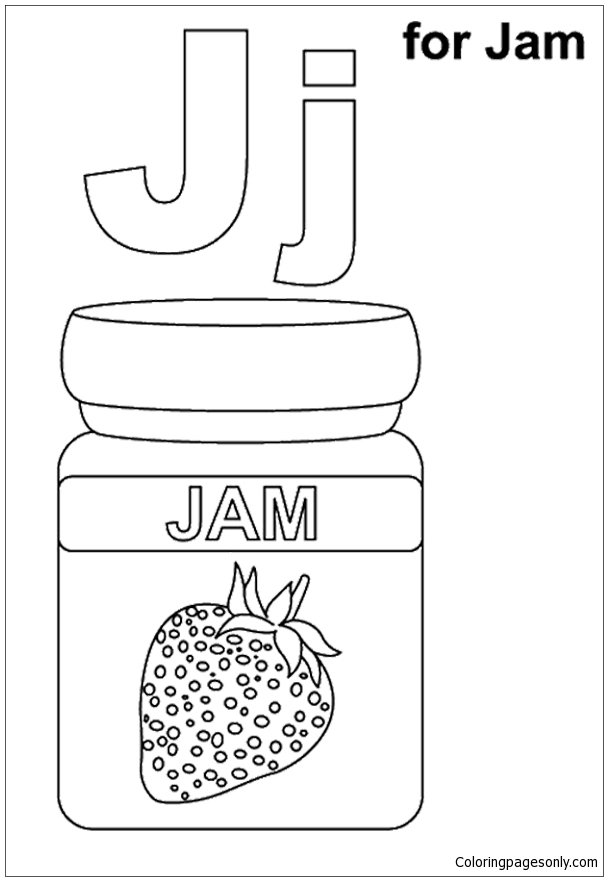 Letter J voor Jam Kleurplaat