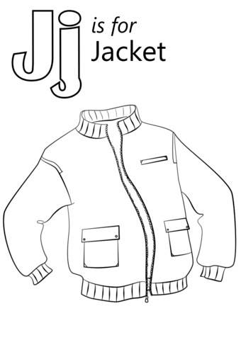 Letter J is for Jacket Coloring Page