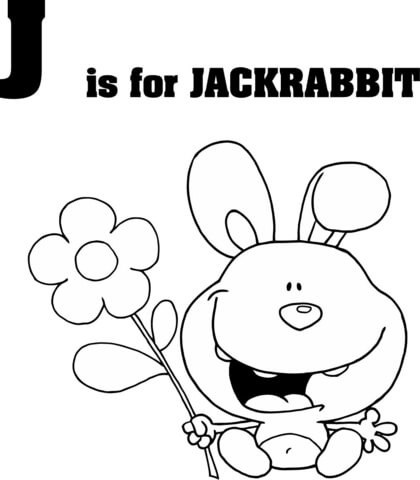 Letter J is for Jackrabbit Coloring Pages