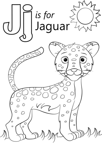 Letra J es para Jaguar Página para colorear