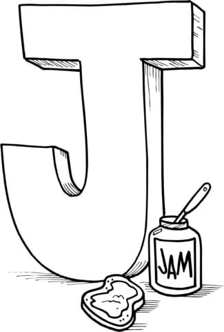 Letter J is for Jam Coloring Page